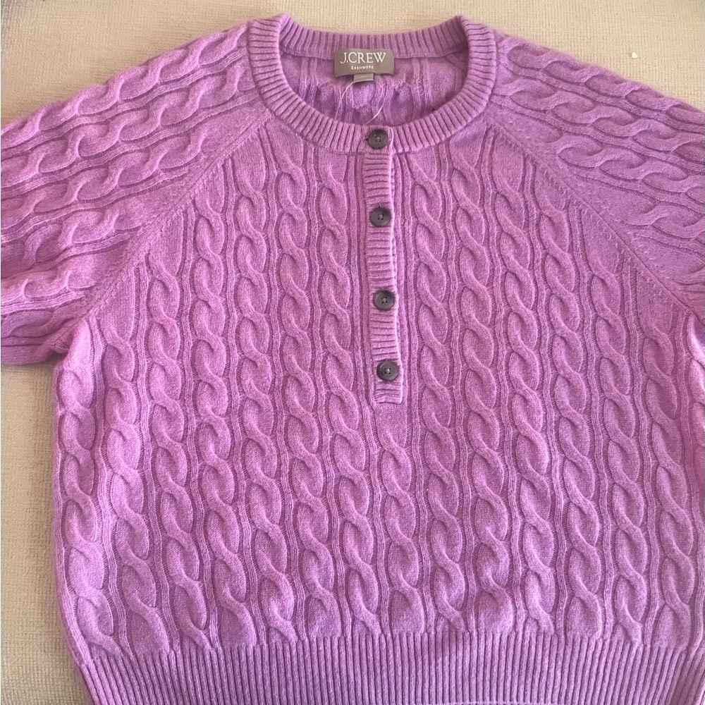 J. Crew Women's Lilac Cable Knit Cashmere Sweater NWT